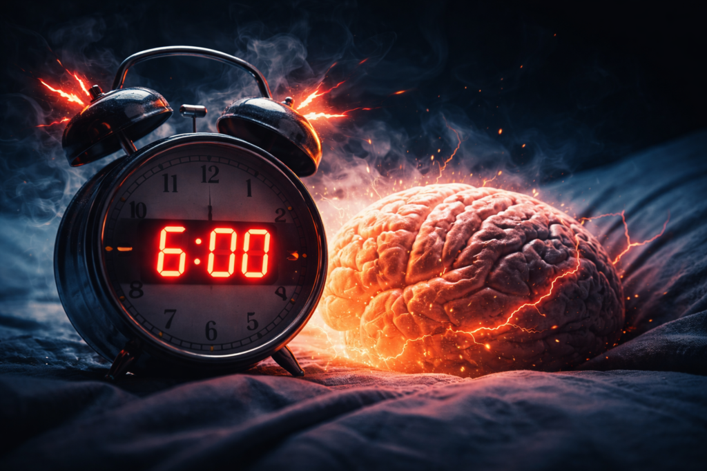 Будильник і мозок — ілюстрація впливу різкого пробудження на сон